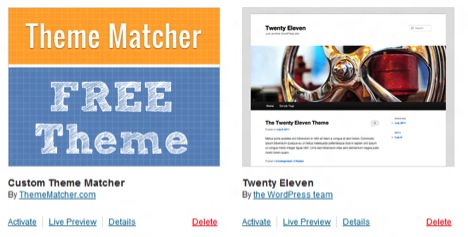 theme matcher - WordPress theme section